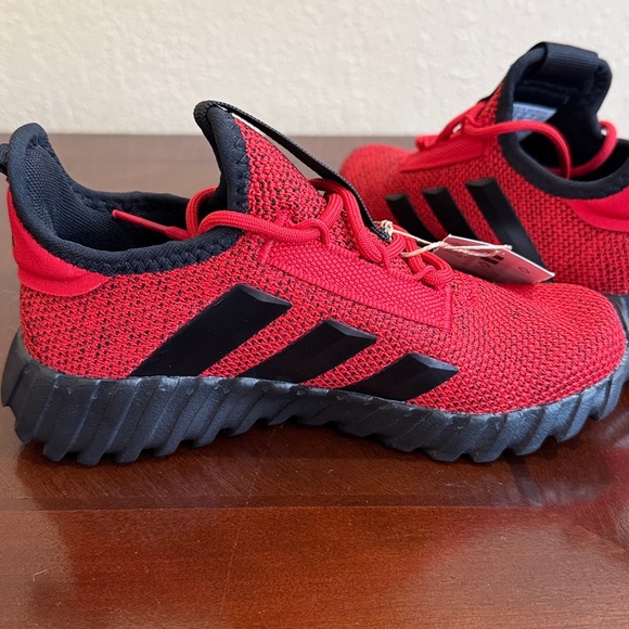 KIDS ADIDAS KAPTIR 3.0 SCARLETT BLACK LACE UP SNEAKERS SIZE 1 YOUTH NEW - Picture 8 of 11